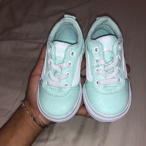 Aqua glitter baby girl vans